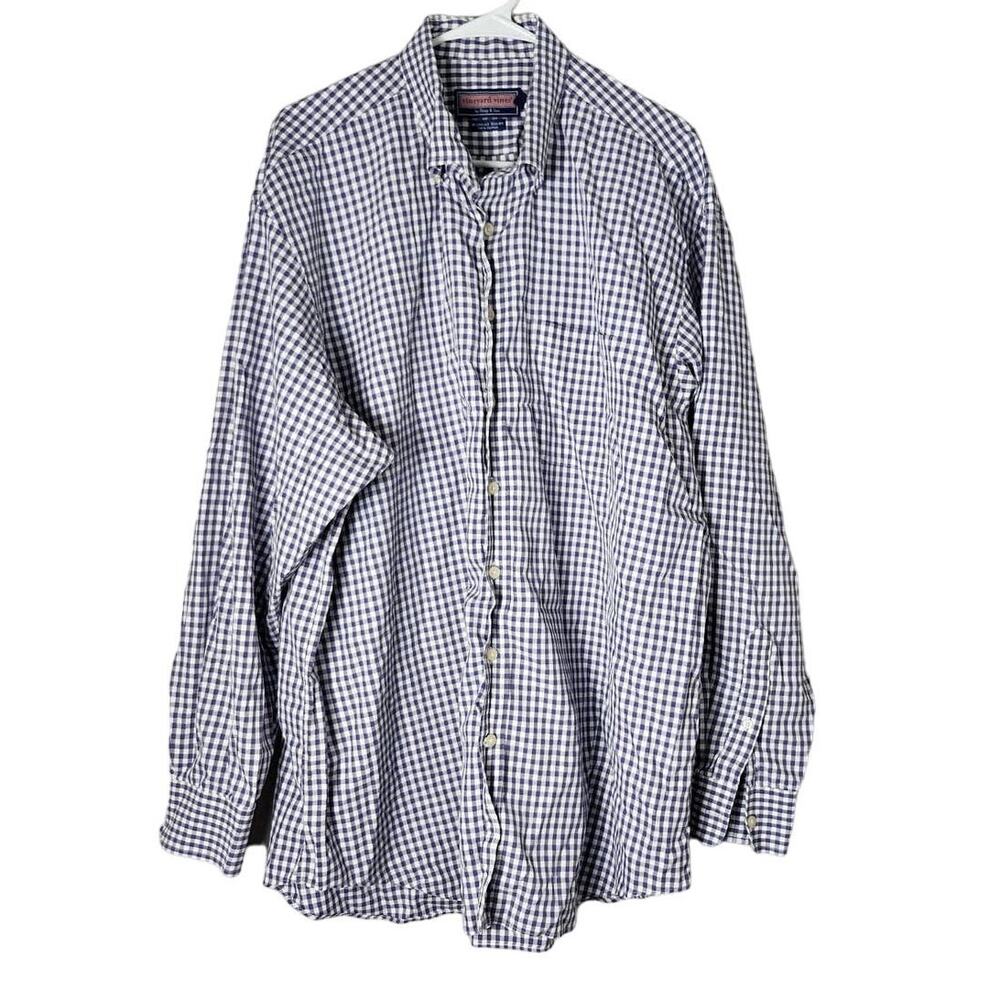 Vineyard Vines Murray Shirt Button‎ Down Long Sleeve Plaid Purple White XXL
